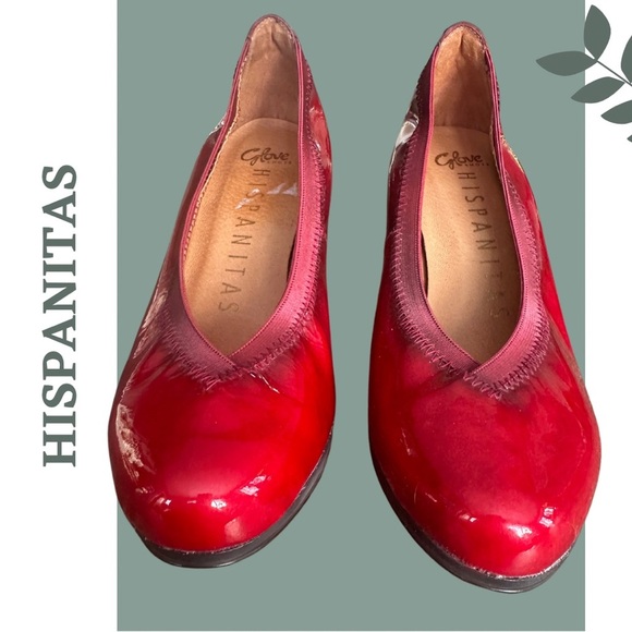 Hispanitas Red Leather Heel Pump Shoe Made in Spain Size 37 Size 6 - Picture 3 of 7